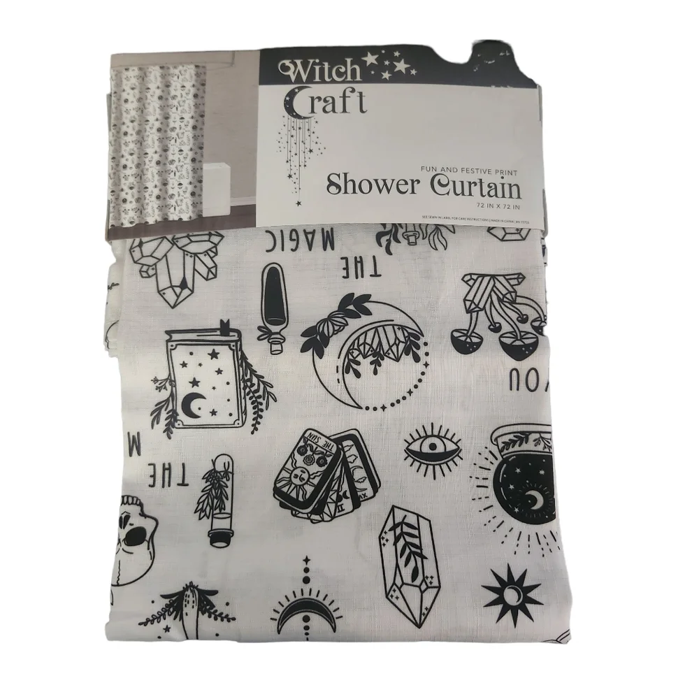 Witch Witchy Fabric Shower Curtain Halloween Decor 72x72